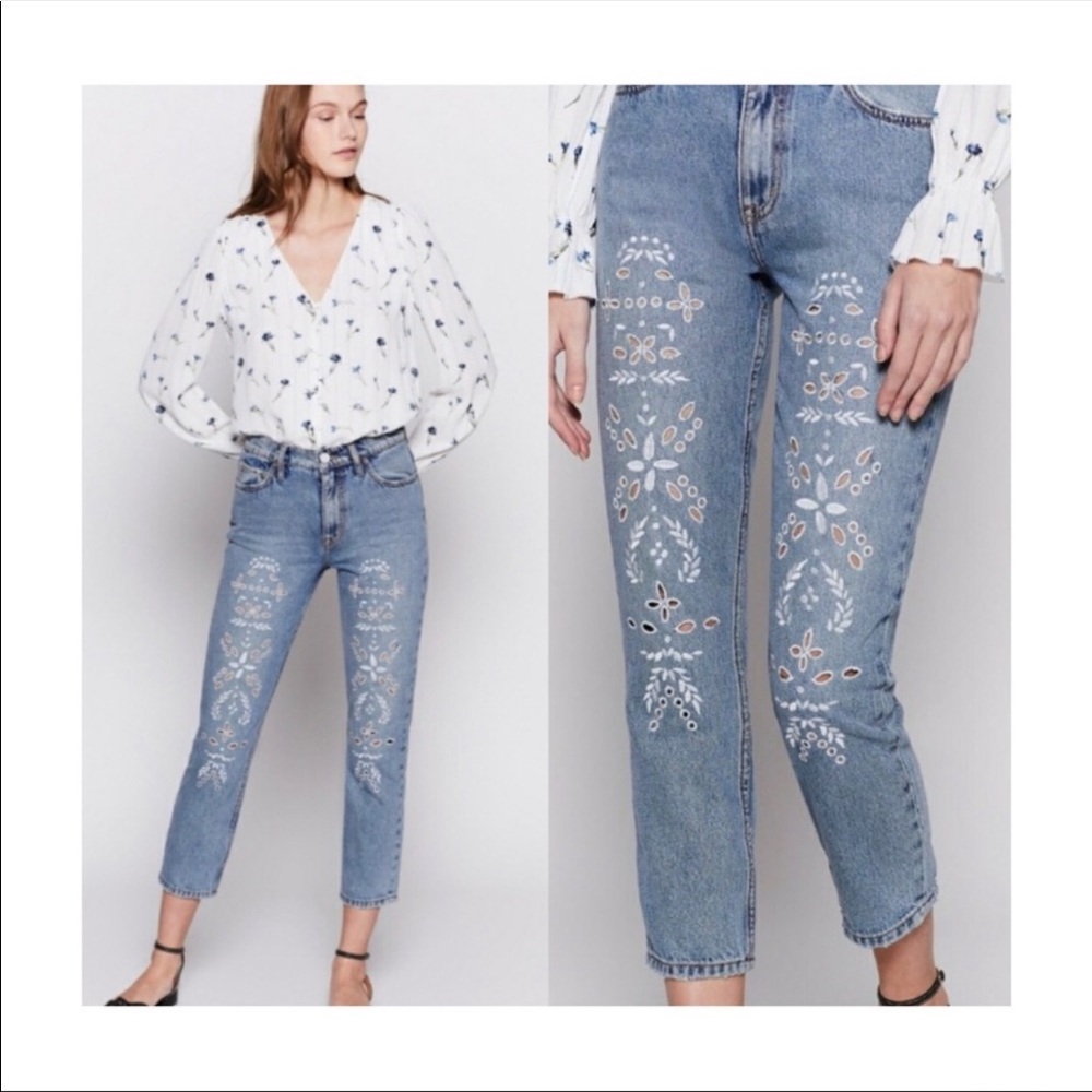 Joie eyelet cropped Weslyn jeans NWT boulevard